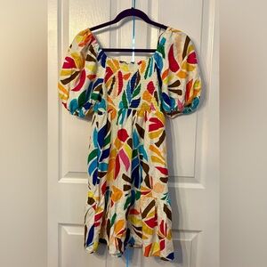 Tabitha Brown Colorful Leaf Print Dress, multicolored, size xs